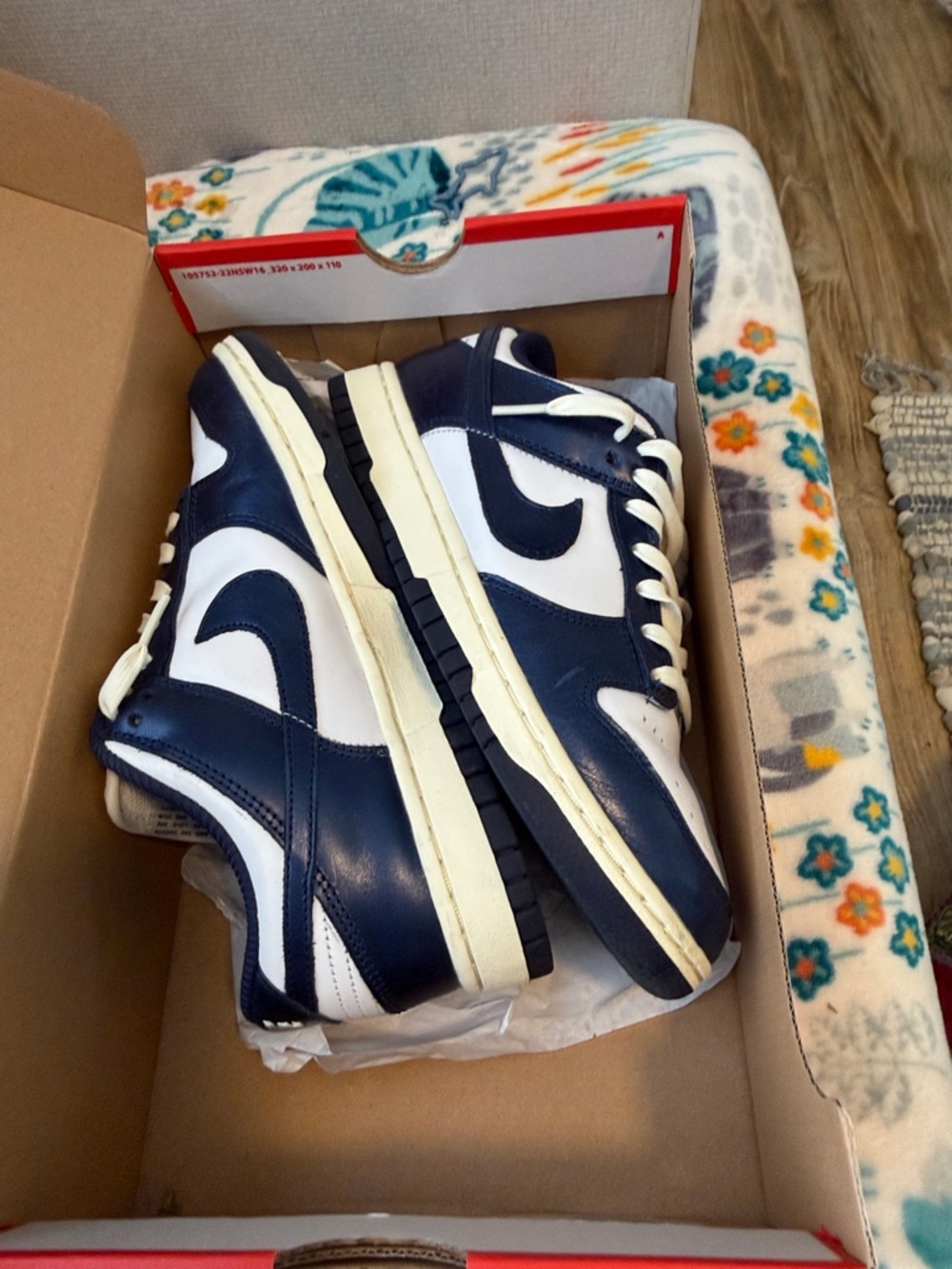 Nike Dunk Low in Navy and White with Cream Midsole